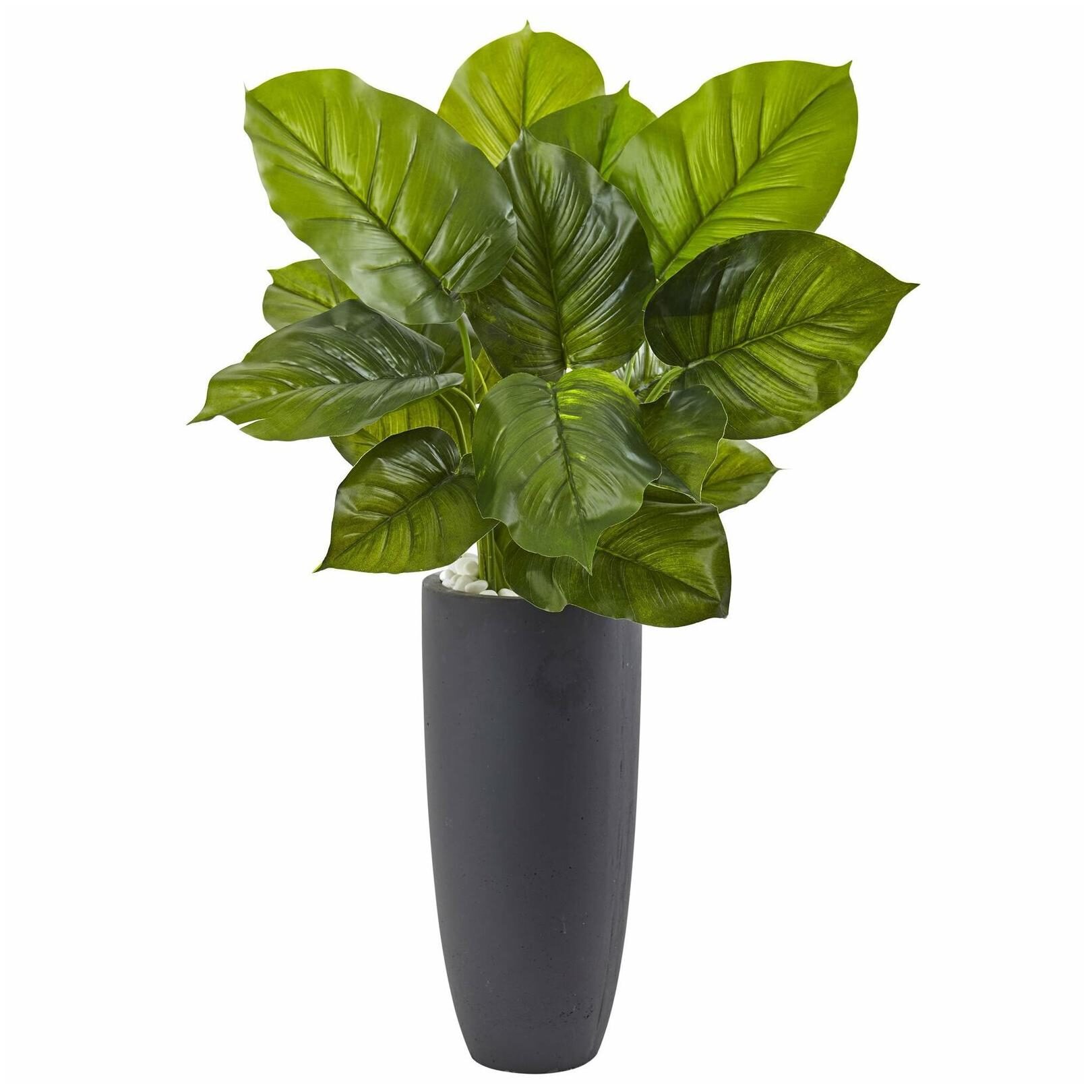 

Nearly Natural Green Large Leaf Faux Philodendron With Grey Border Patterned