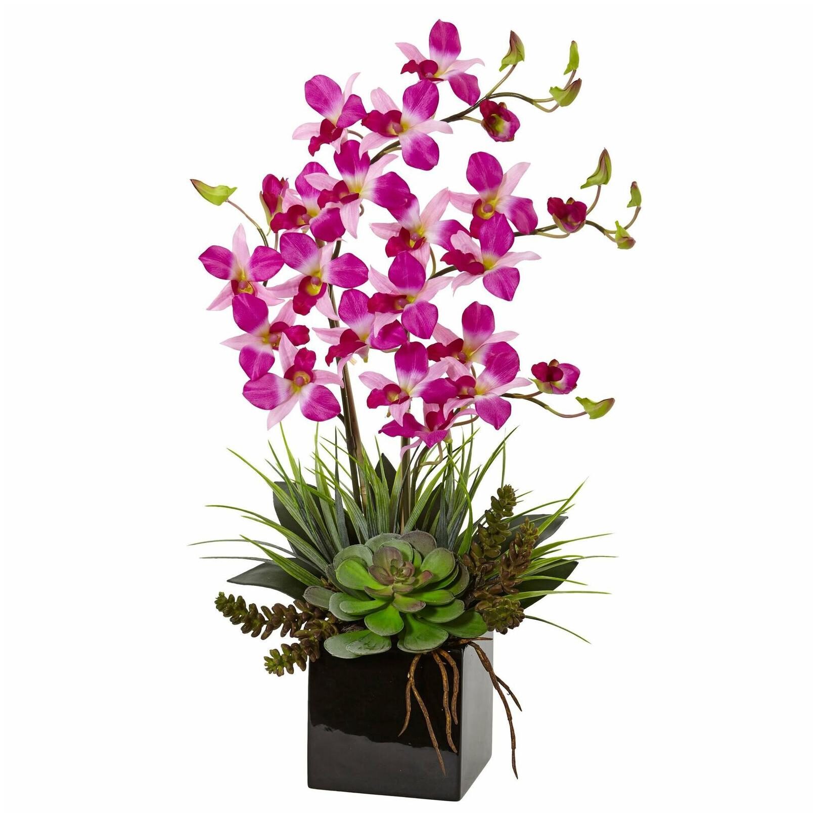 

Nearly Natural Faux Orchid and Succulent Arrangement in