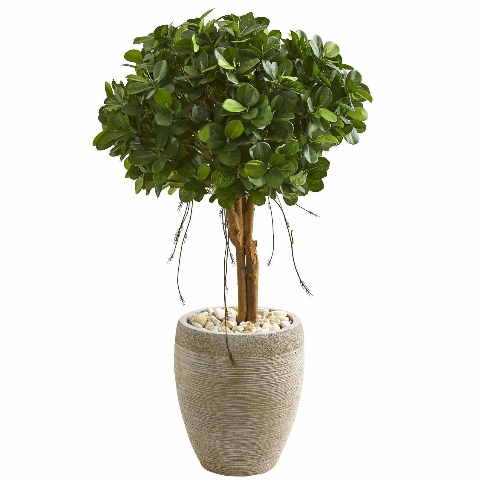

Nearly Natural Green with Sand Planter Artificial Ficus Tree