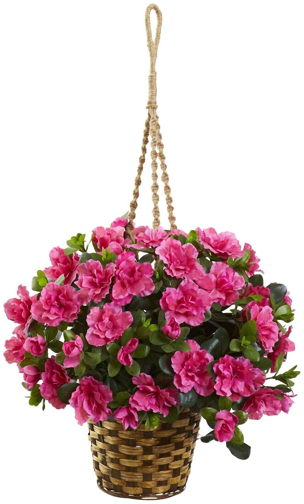 

Nearly Natural Silk Azalea Hanging Basket