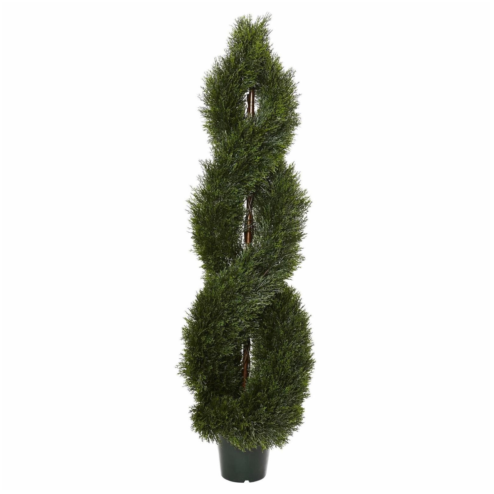 

Nearly Natural Green Plastic 5-foot Pond Cypress Spiral Oriental Geometric Orie