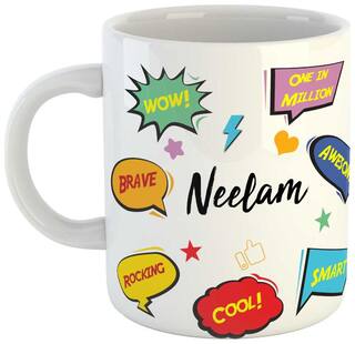 Neelam Name Printed Ceramic Coffee Mug. Best Gift For Birthday by AshvahTM