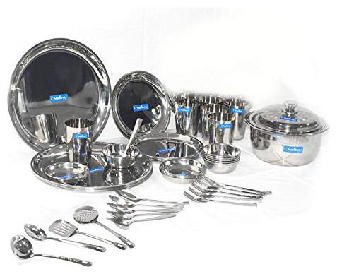 

Neelam Stainless Steel 24 Gauge Premium Touch Eco Dinner Set 101 pcs Silver