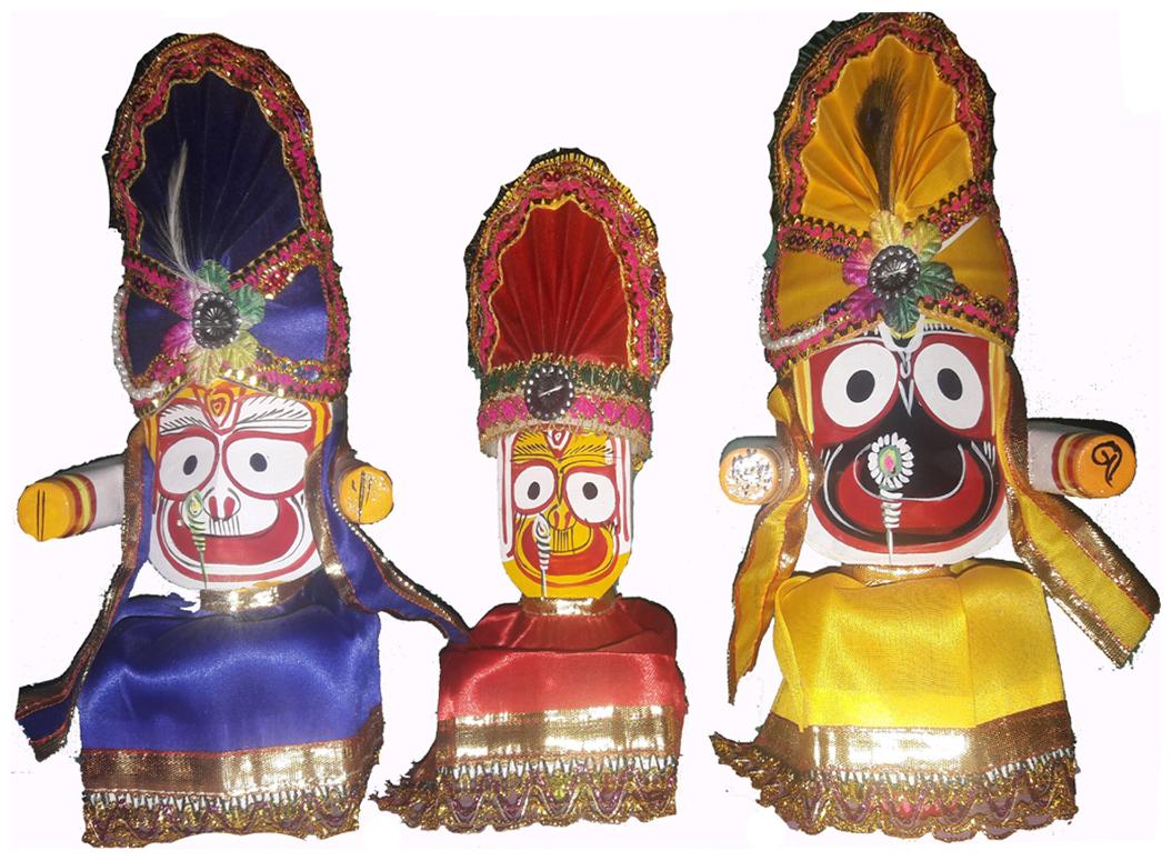 

neem wood jagannath balabhadra subhadra with dress ( 4 inch )