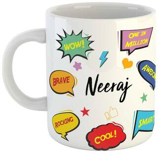 Neeraj Name Printed Ceramic Coffee Mug. Best Gift For Birthday by AshvahTM