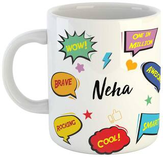Neha Name Printed Ceramic Coffee Mug. Best Gift For Birthday by AshvahTM