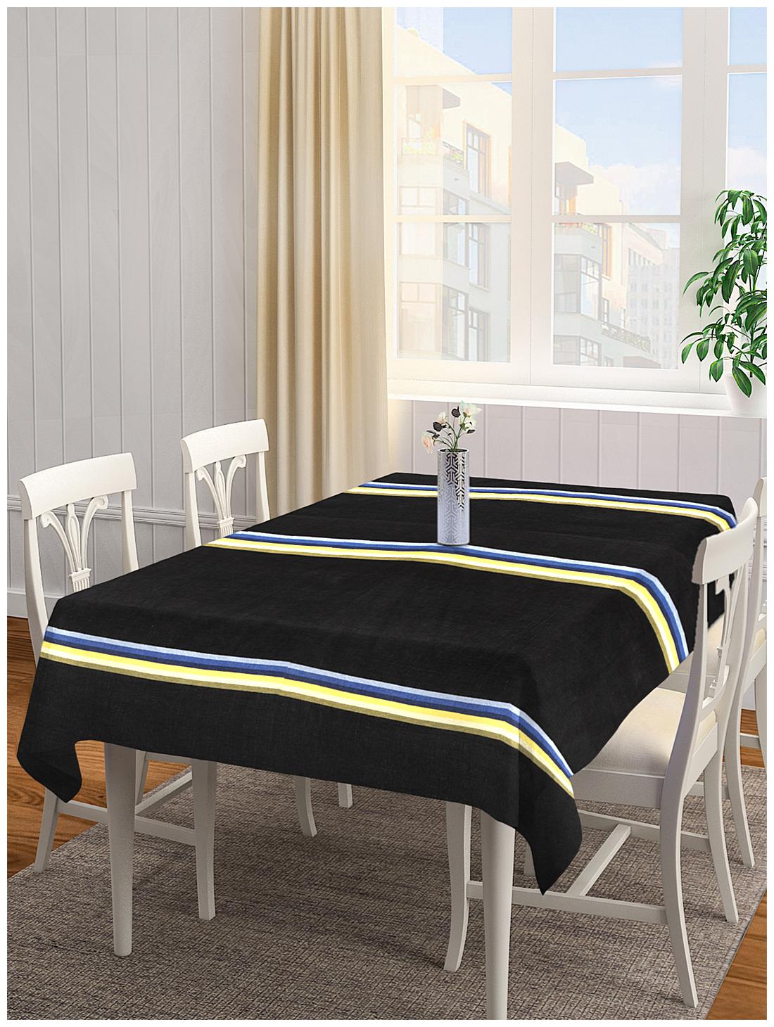 NEUDIS by Dhrohar Premium Cotton Striped Table Cover For 6 Seater Table
