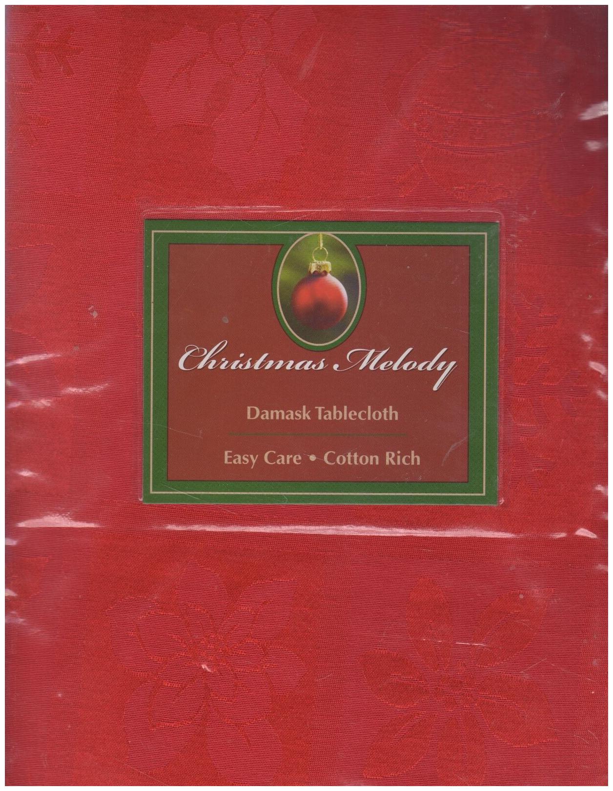 

NEW BENSON MILLS CHRISTMAS MELODY DAMASK RED TABLECLOTH (60 X104 OBLONG NIP)