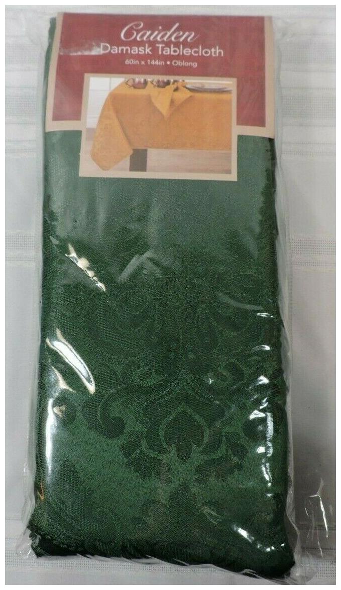 

NEW Caiden DAMASK TABLECLOTH 60 X 144 Oblong SEATS 8-10 Green 100 Polyester