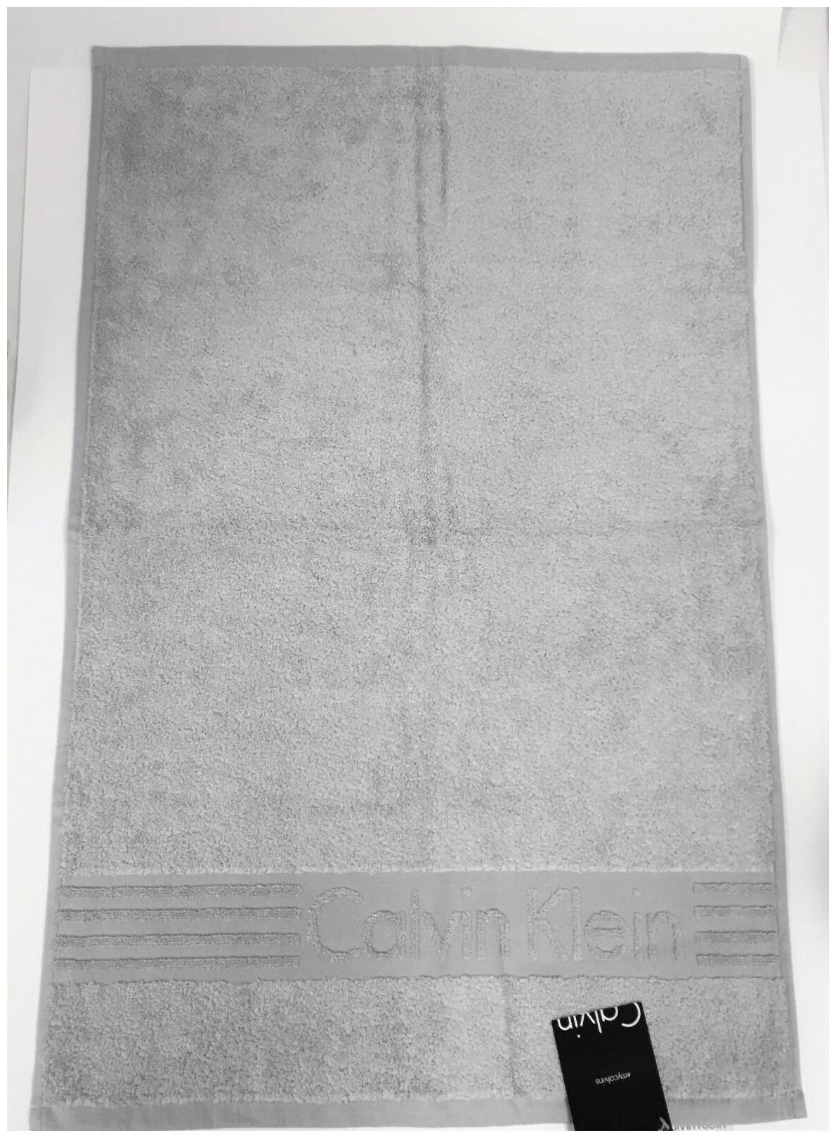 

NEW CALVIN KLEIN ICONIC LIGHT GRAY SILVER COTTON BATH BEACH TOWEL-30 x56