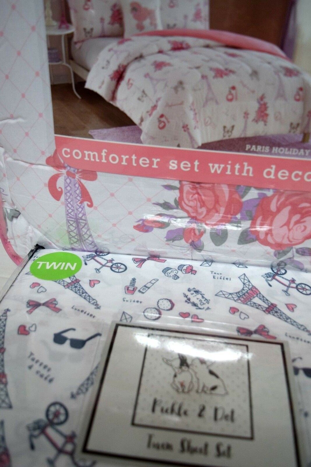 Buy New Cloud 9 Pickle Dot Paris 7pc Twin Comforter Sham Sheet