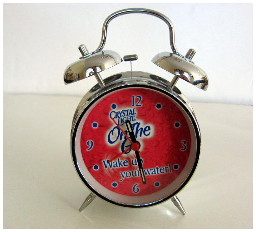 

NEW Crystal Light Promotional Retro Vintage Look Analog Twin Bell Alarm Clock