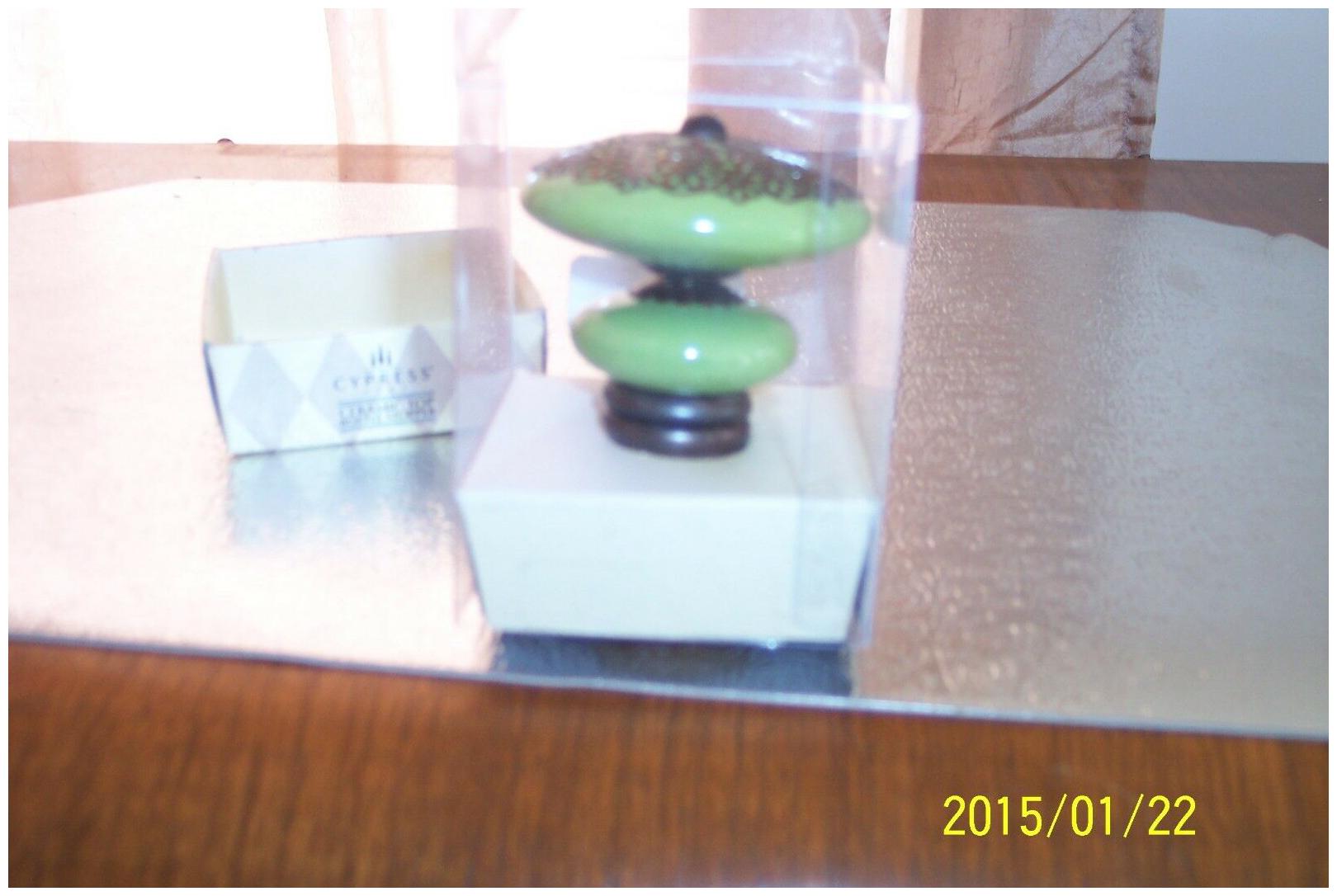 

NEW Cypress Ceramic and Metal Top Wine Bottle Stopper Green and Brass Cork Base