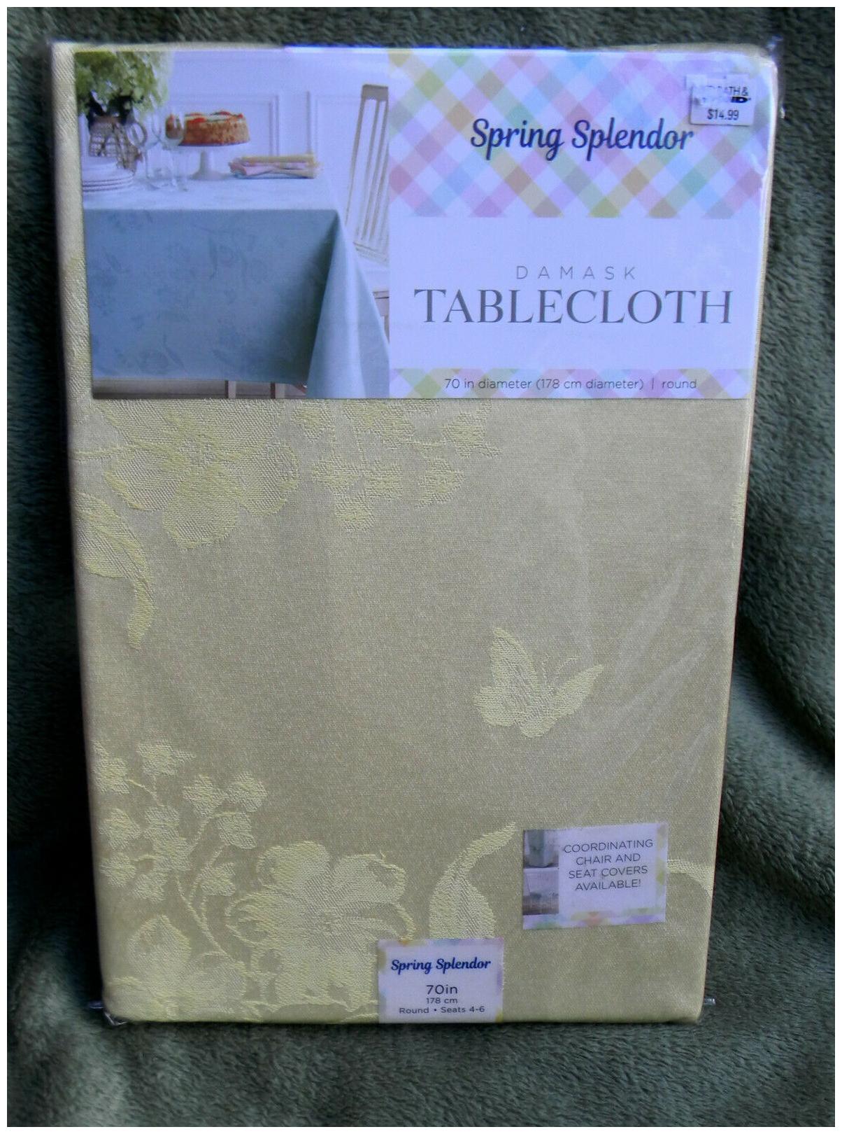 

NEW DAMASK SPRING SPLENDOR Tablecloth in BUTTER Round 70 Seats 4 to 6 People