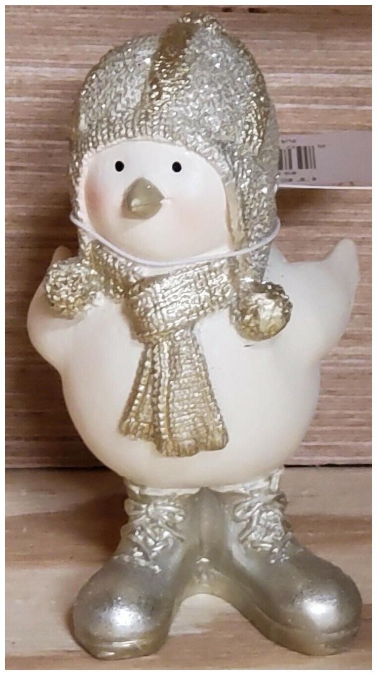 

New December Diamonds Winter Gold Cream Snow Bird Hat Scarf Figurine Gift Decor