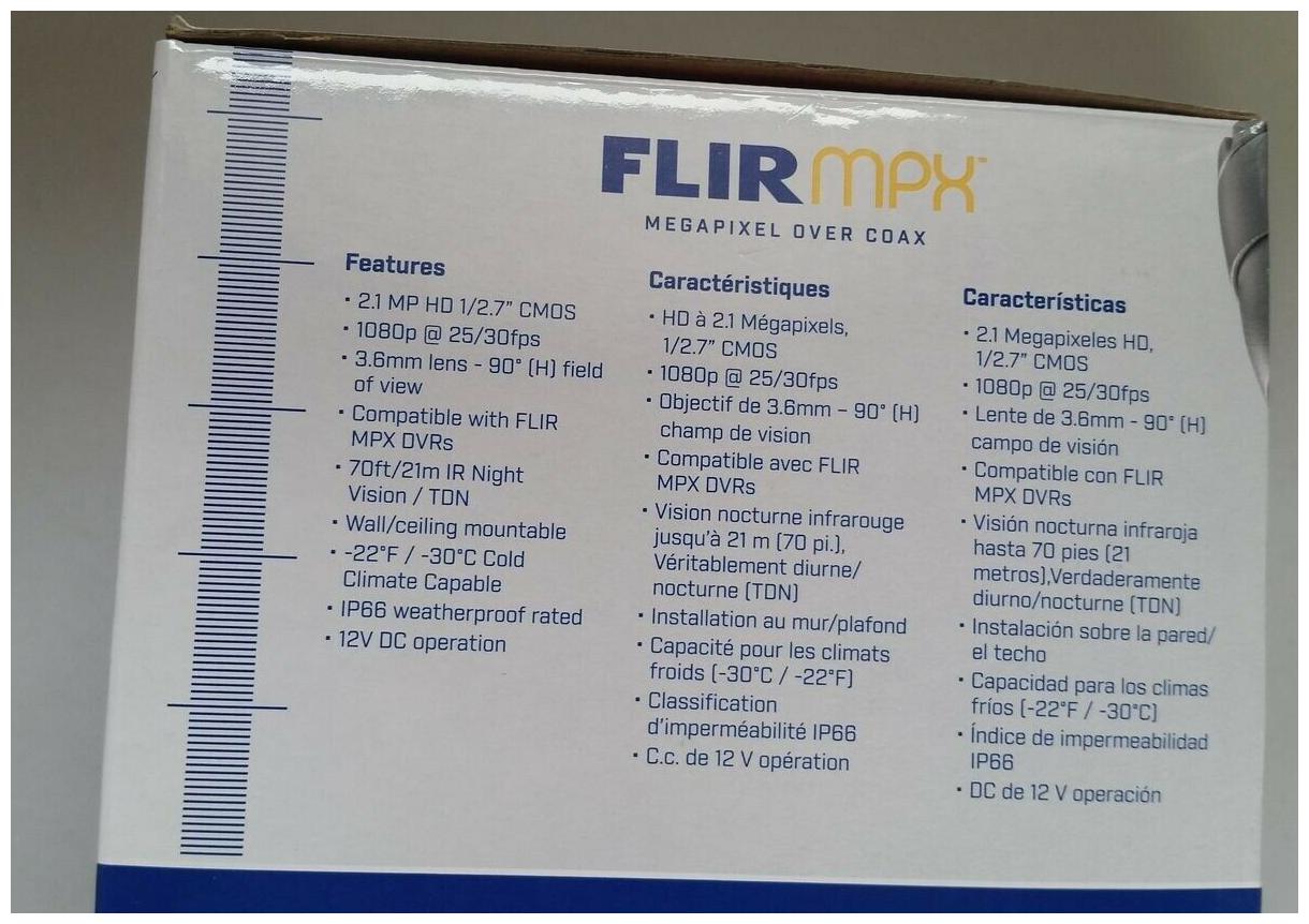 New FLIR 2.1MP HD Fixed Dome MPX Camera with 3.6mm F2.0 Lens C133ED