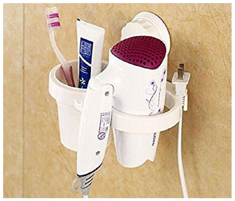 

New Hair Dryer Holder Wall Mount with Cup Rotating Lock Suction Cup Hair Dryer Organizer Rack Hair Styling Storage Bathroom Washroom Accessories Organizer Set