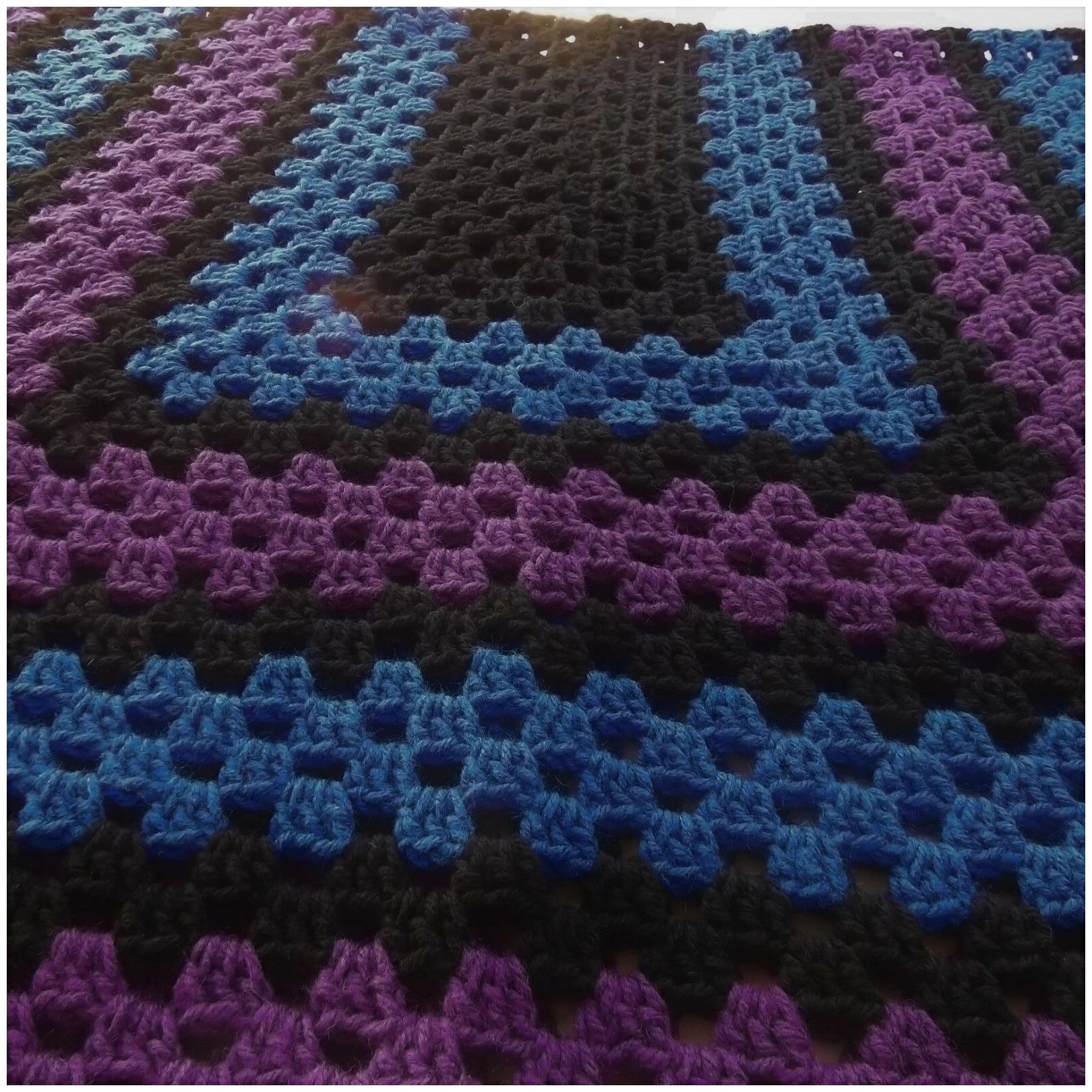 

New Handmade Blanket afghan throw Large Granny square rectangle Jewel tones