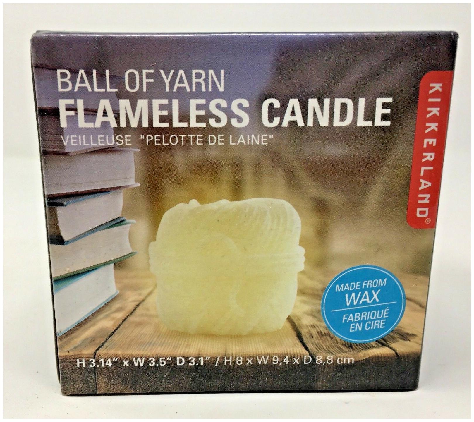

New Large Kikkerland Ball of Yarn Flameless Wax LED Knitter Crochet Candle 3 5