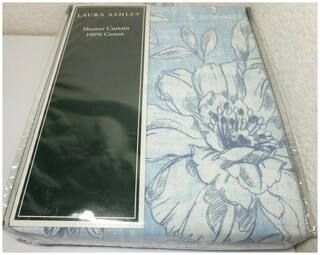 Buy New Laura Ashley Cotton Shower Curtains Iris Blues Or