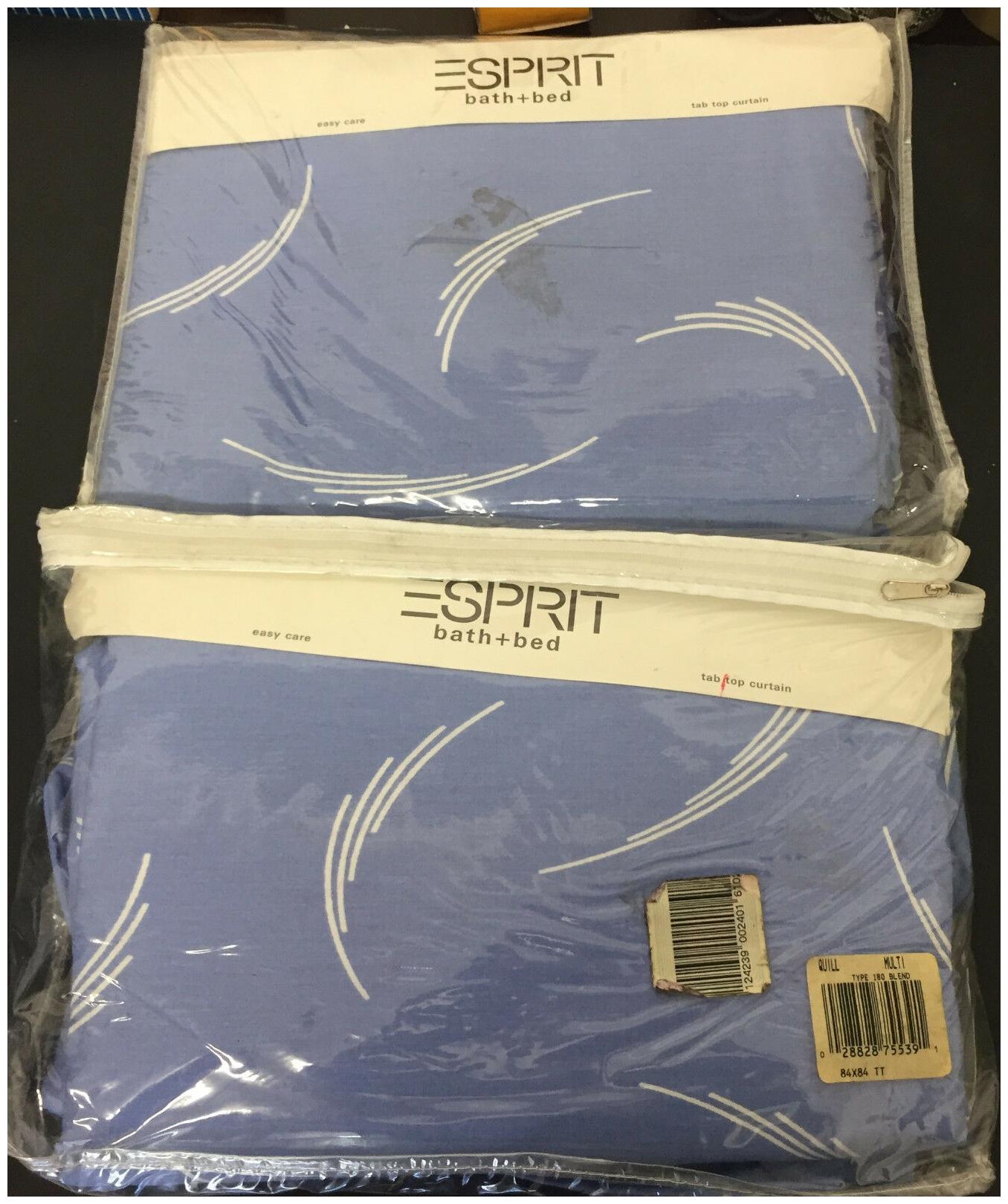 

NEW Lot of 2 Esprit Window Curtains 84 x 84 tab top blue white