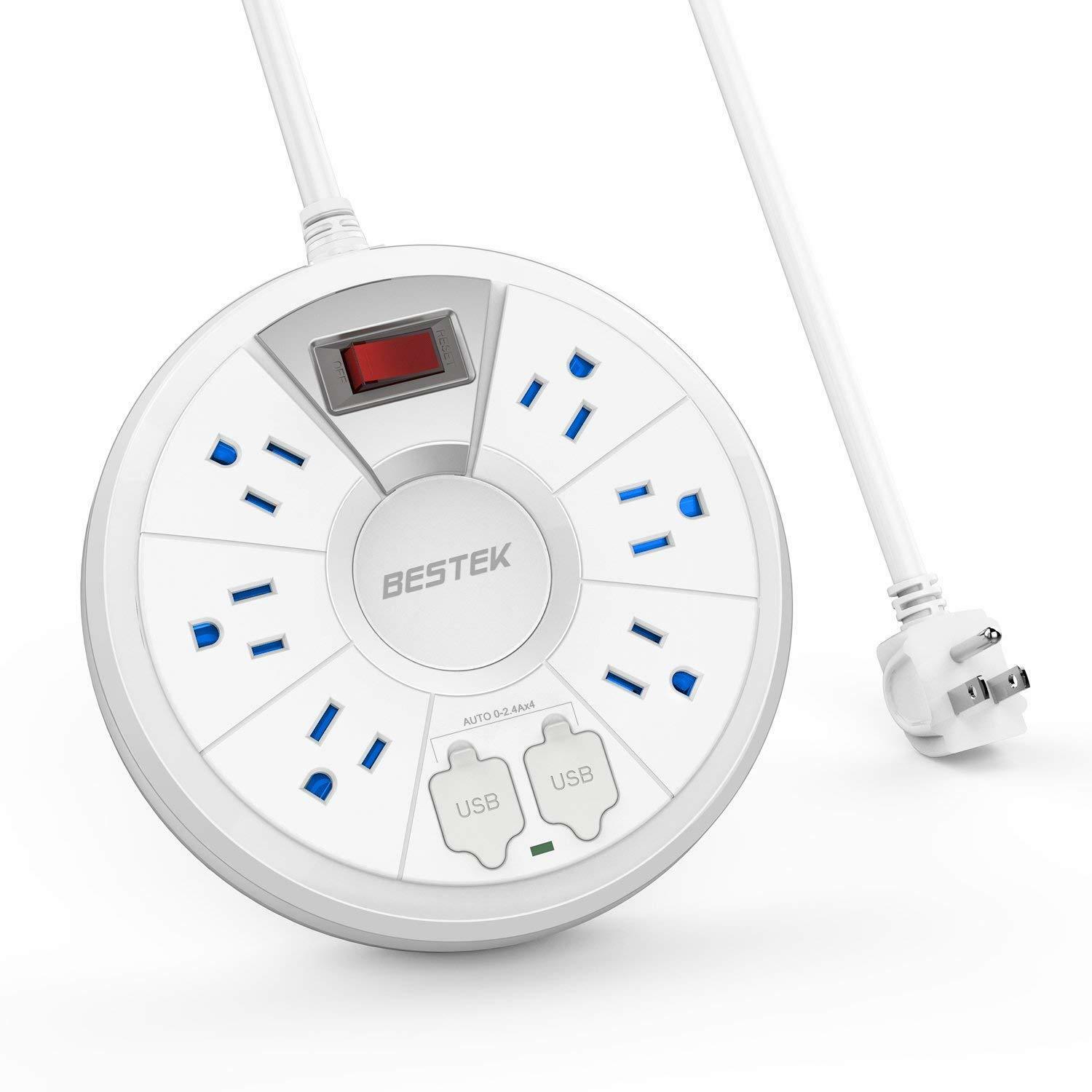 

NEW Outlet Electric Power Strip Surge Protector USB Bedroom Garage Dorm Office