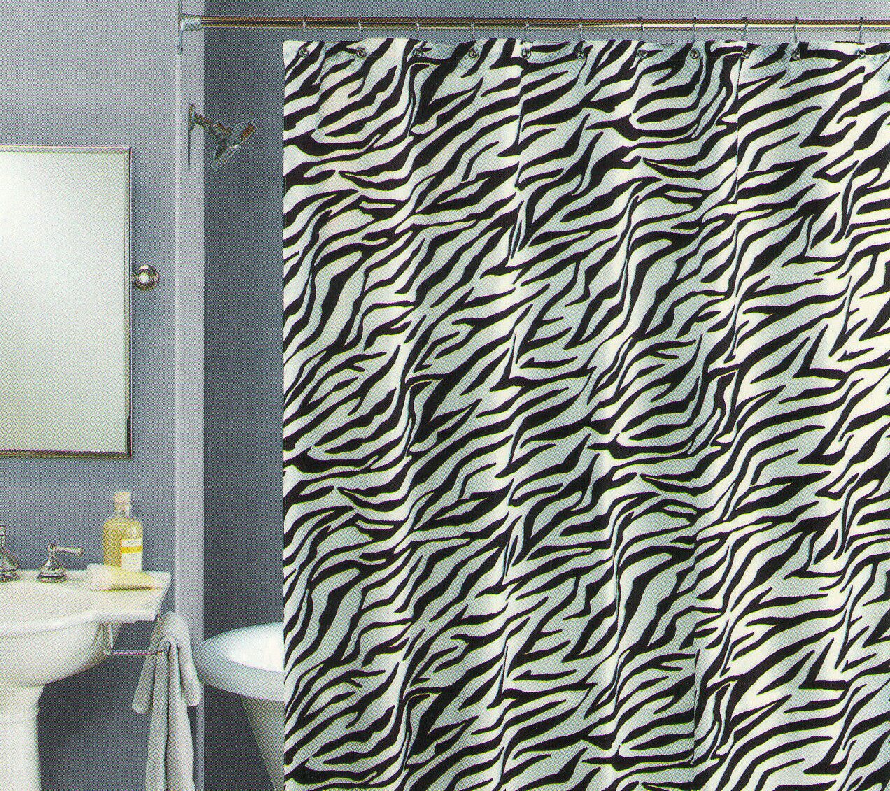 Buy New Peri Shower Curtain Zebra Black White Sheer Fabric