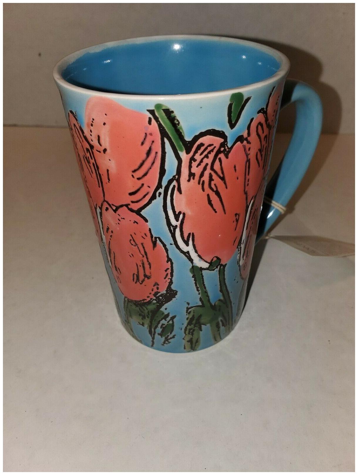 

New Spectrum Bright Floral 17 Oz Coffee Cup Mug NWT