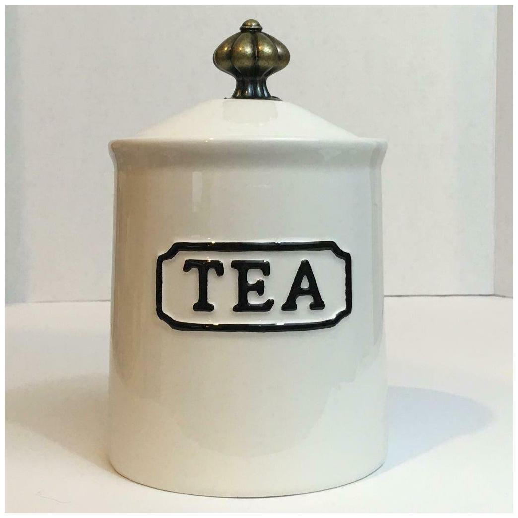 

NEW THL Classic French Chic Chrome Style Top TEA Canister
