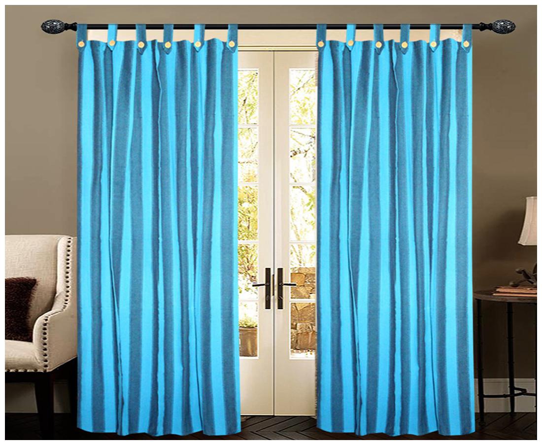 

NewLadiesZone Blue Strip Loop Window Curtain 5x4 ft