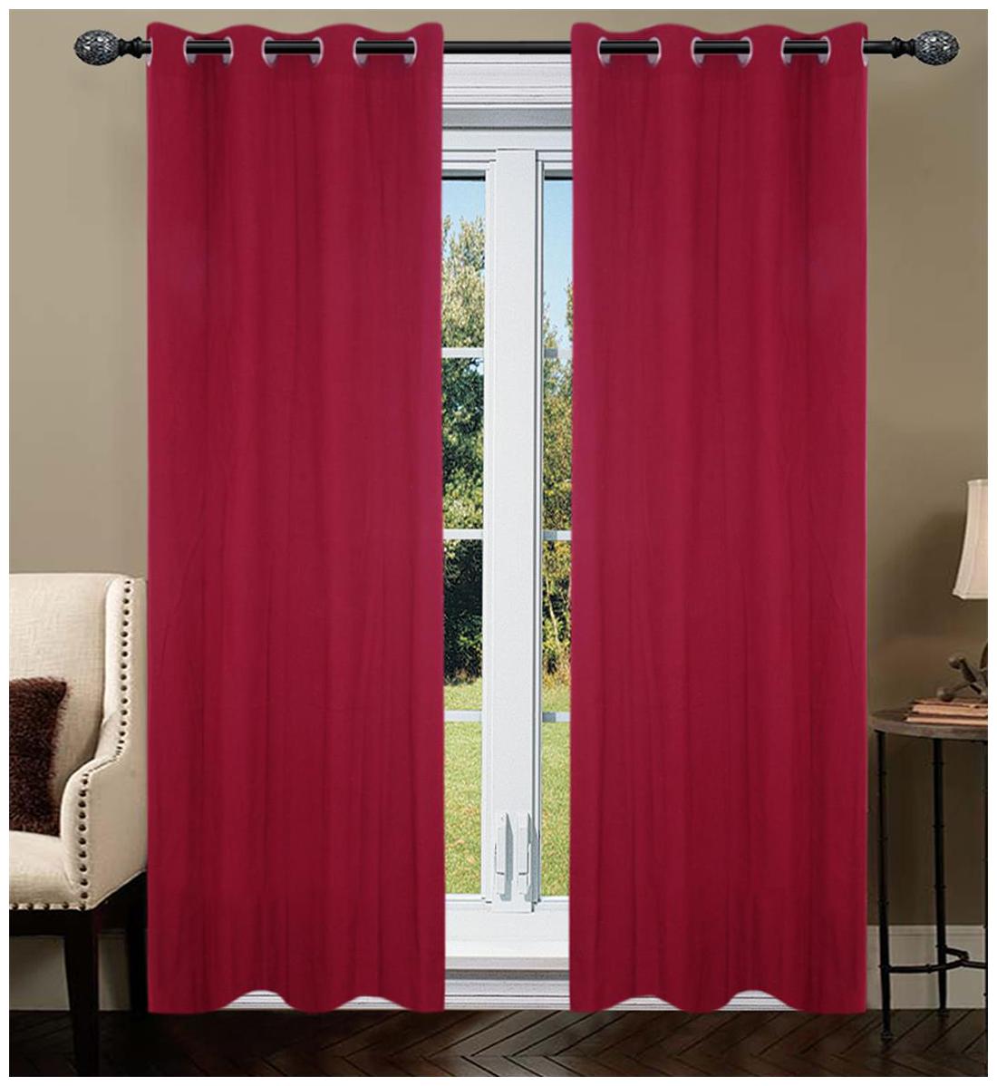 

MAROON RING DOOR CURTAIN SET OF 2 pc 4 X 7 ft 100 COTTON