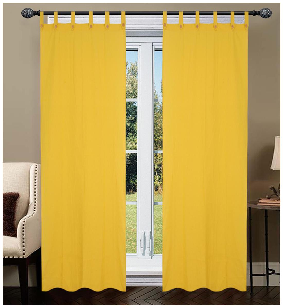 

YELLOW LOOP DOOR CURTAIN SET OF 2 pcs 100 COTTON 7 X 4 ft