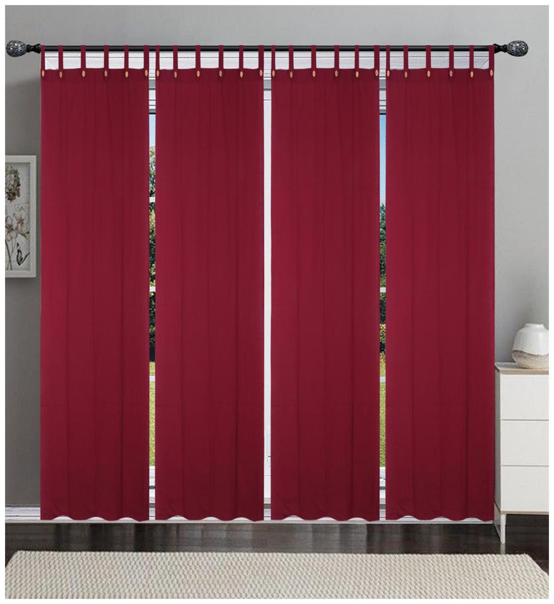 

NewLadiesZone Maroon loop Window Curtain -set of 4 pcs size 4 x 6 ft