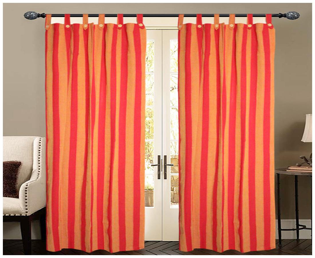 

NewLadiesZone Red and Orange Strip Loop Window Curtain 5x4 ft