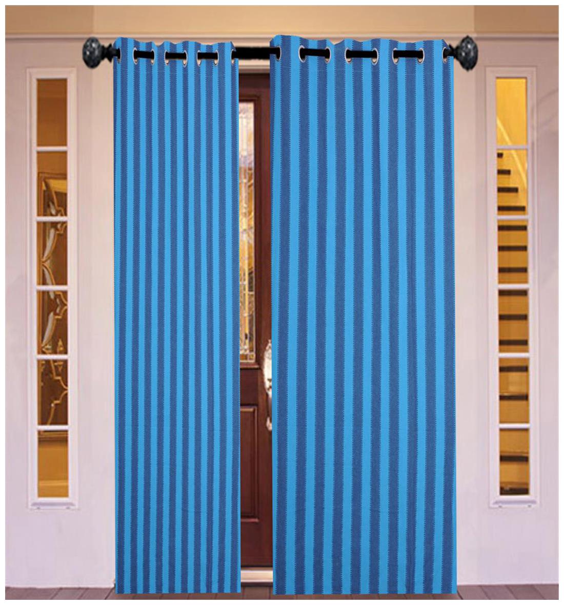

NewLadiesZone Navy blue stripe window Curtains -set of 2 pcs