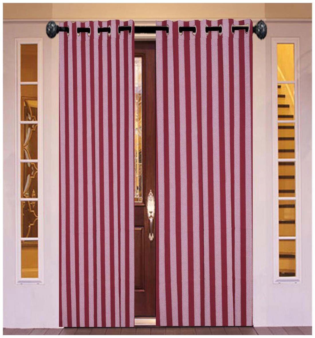 

NewLadiesZone maroon stripe window Curtains -set of 2 pcs
