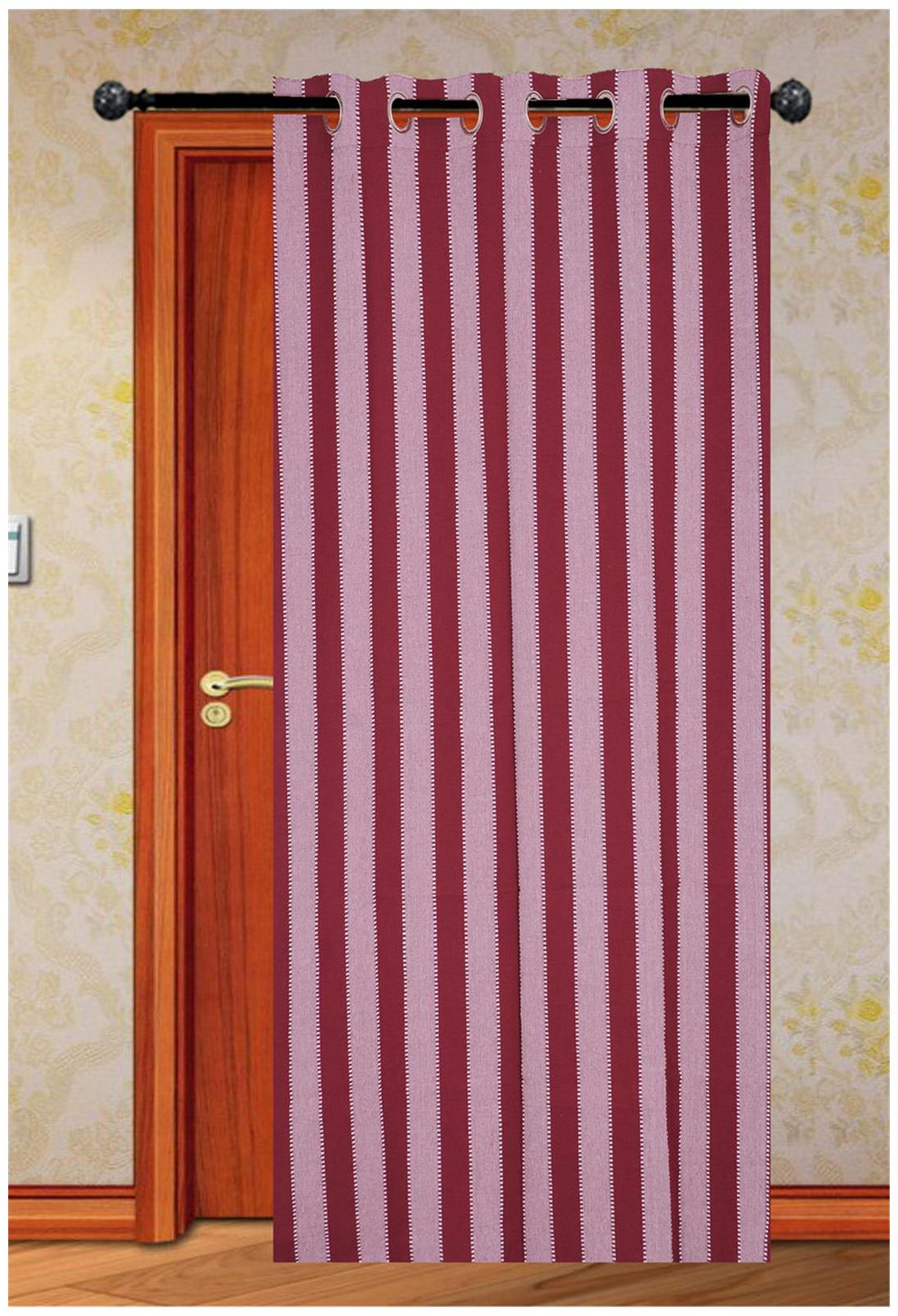 

NewLadiesZone 100 COTTON MAROON STRIPE Door Curtain Set Of 1 pcs