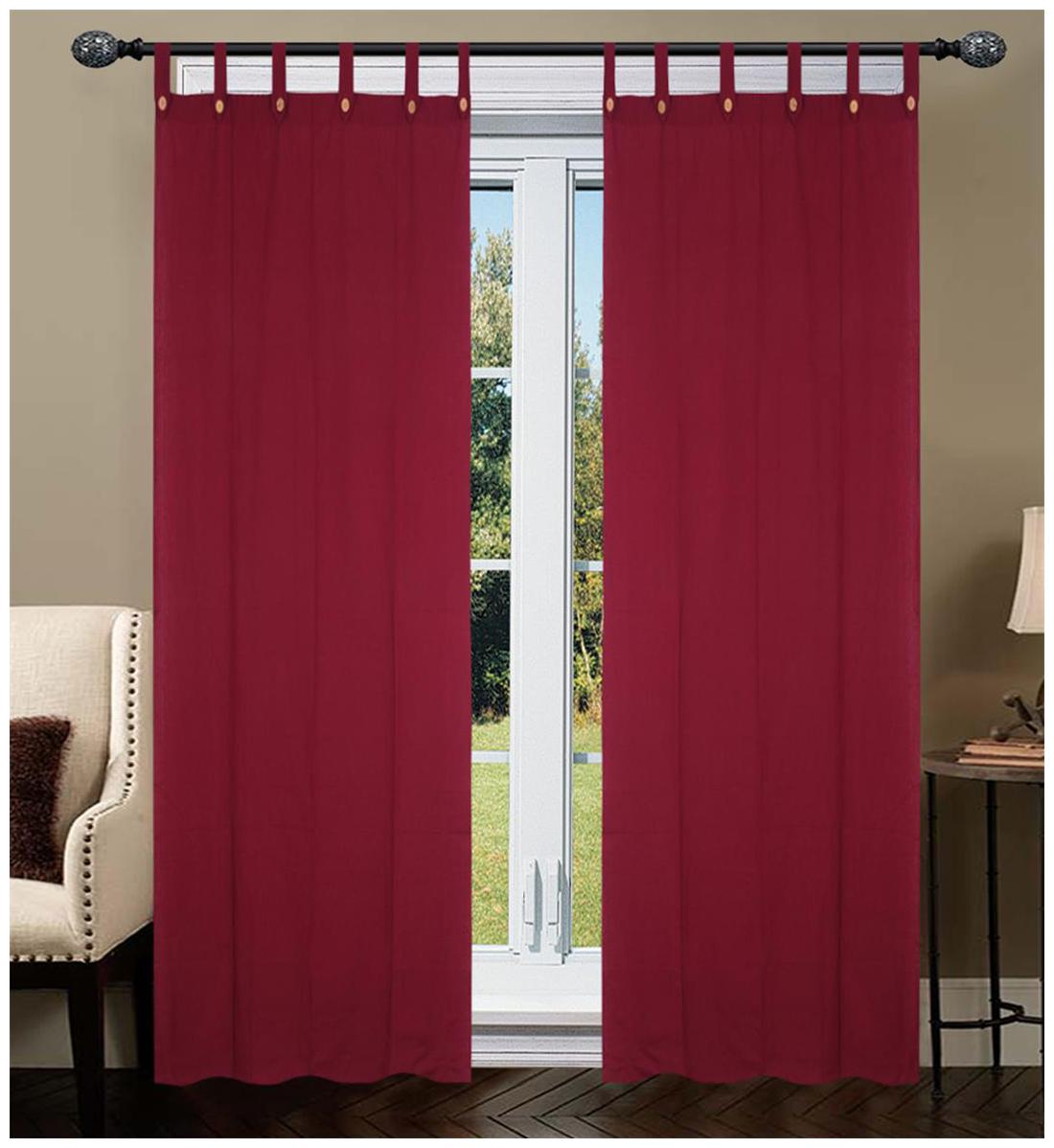 

MAROON LOOP WINDOW CURTAIN SET OF 2 pcs 100 COTTON 6 X 4 ft