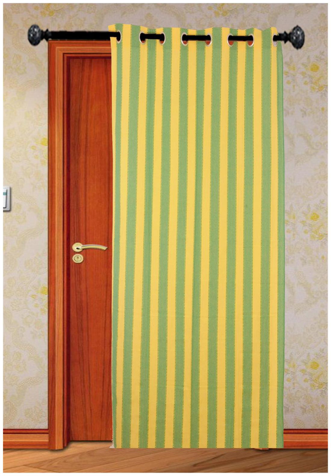 

NewLadiesZone 100 COTTON GREEN STRIPE Window Curtain Set Of 1 pcs