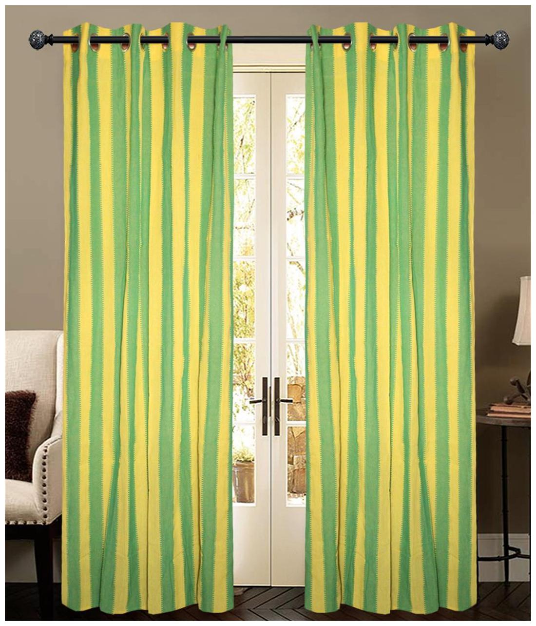 

NewLadiesZone Green stripe window Curtains -set of 2 pcs