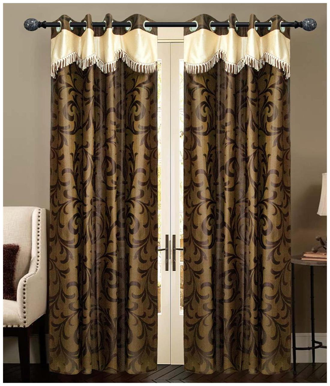 

NewLadiesZone Set Of 2 pc brown flower Window Curtain