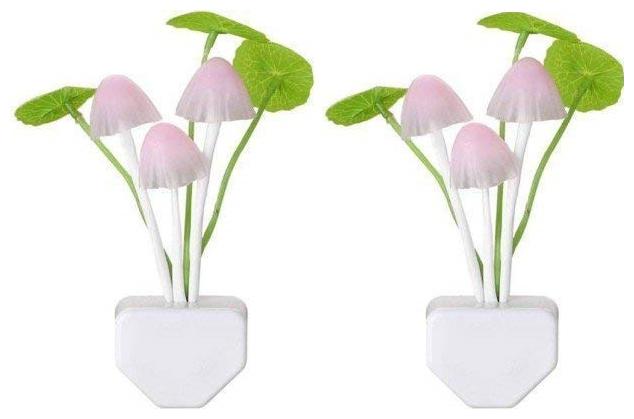 

Night Light Plug Lamp Mushroom Plant Shape with Smart Sensor Auto On-Off 0 2 W Automatic Color Changing(PACK OF 2)