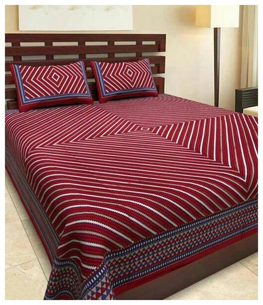 

NIKHILAM Cotton Rajasthani Jaipuri Print King Size Bedsheet 300 TC ( 1 Bedsheet With 2 Pillow Covers Multi )