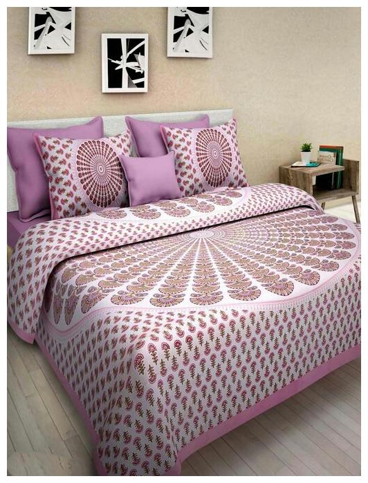 

NIKHILAM Cotton Rajasthani Jaipuri Print King Size Bedsheet 300 TC ( 1 Bedsheet With 2 Pillow Covers Multi )