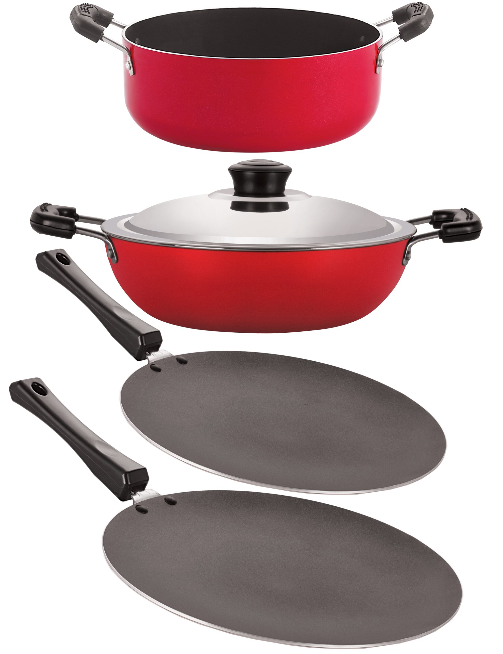 

Nirlon 2 Layer Coated Non-Stick 4 Piece Aluminium Pots and Pans Cooking Item Combo Set Offer