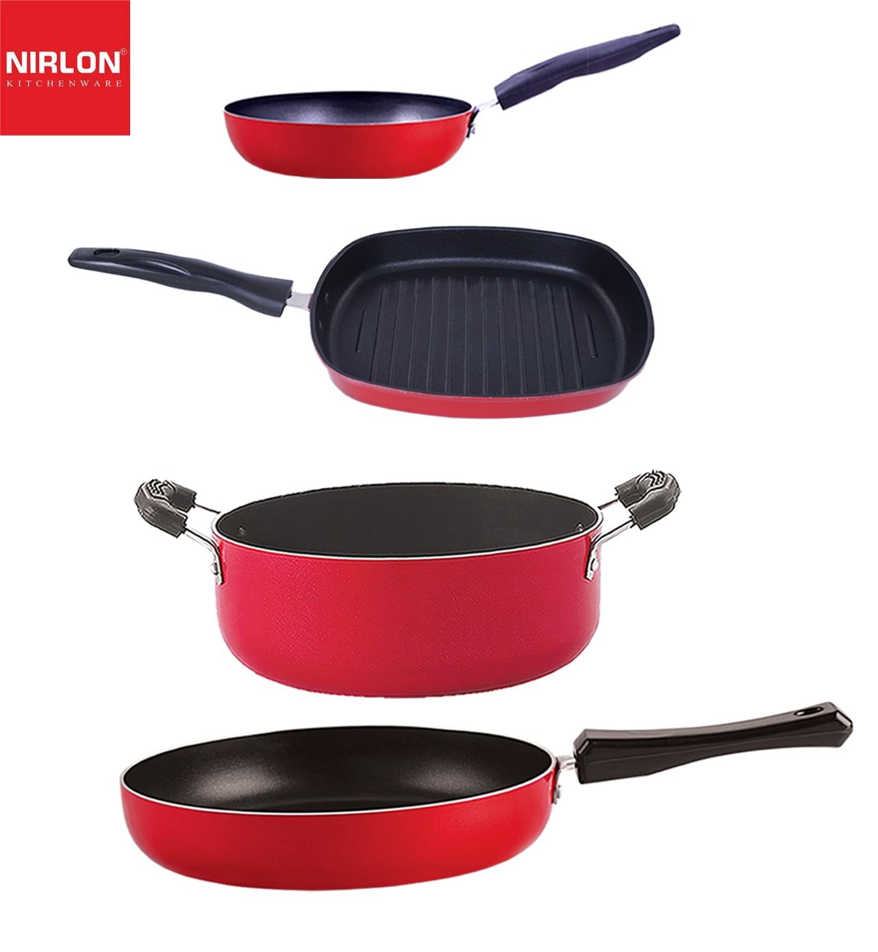 

Nirlon 3 Layer Aluminium Non-Stick Coated Chemical Free Healthy Kitchenware Utensil Gift Item Set of 4 pcs