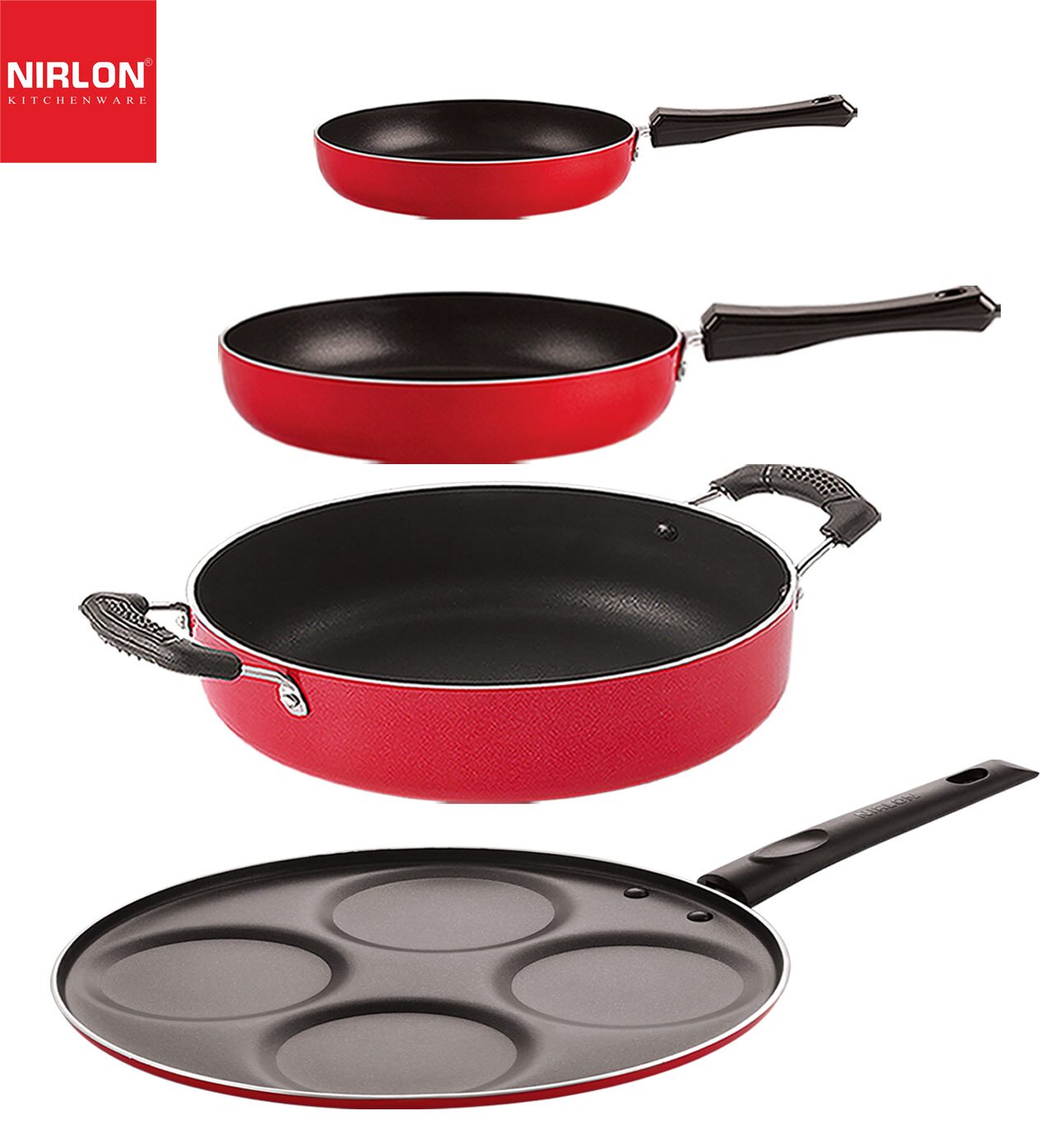 

Nirlon Aluminium Non Stick Kitchenware Cooking Utencil Combo Set of 4 pcs