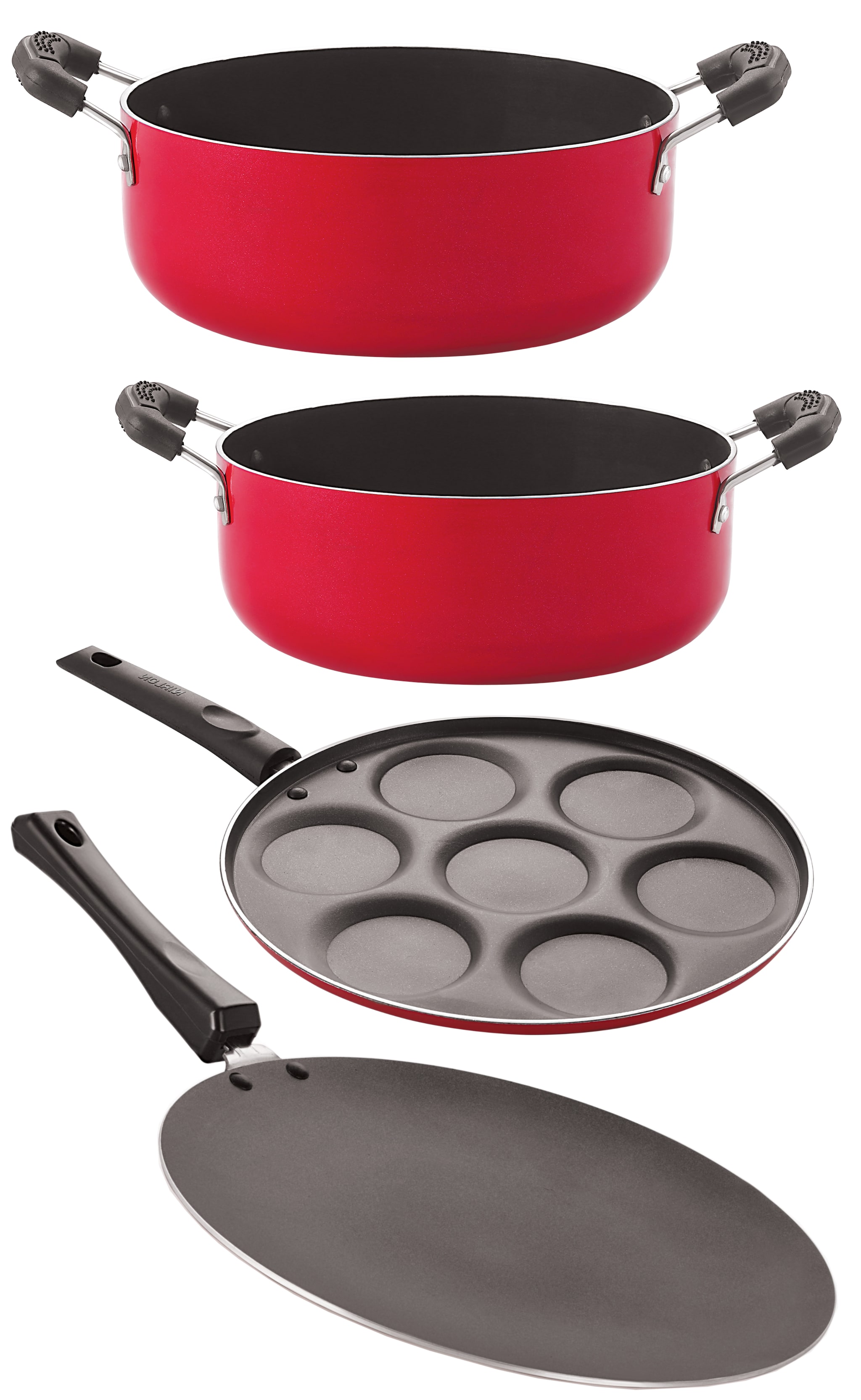 

Nirlon Aluminium Cookware 4 pcs Set Red