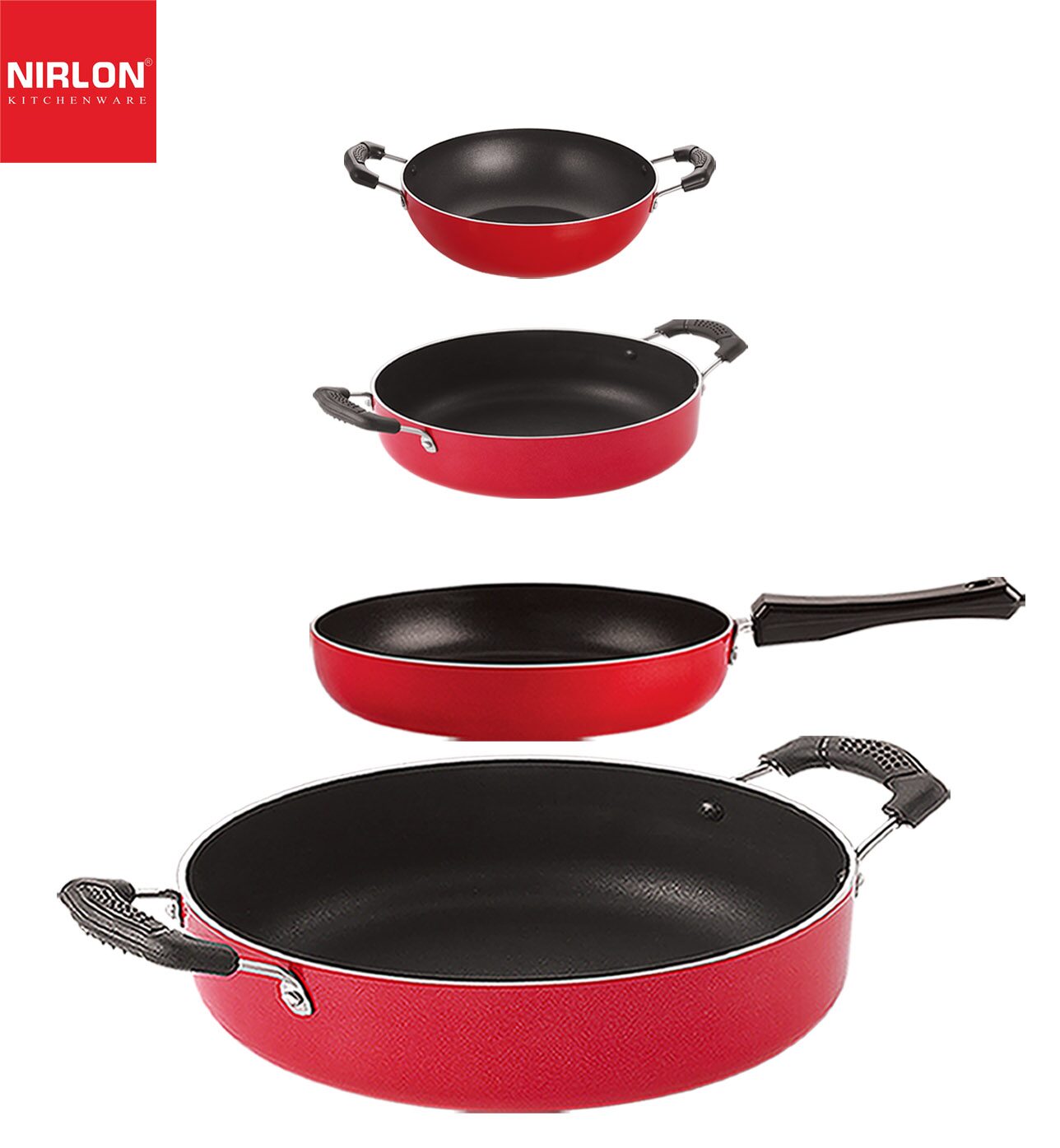 

Nirlon Aluminium Non stick Cooking Pots Pans Set of 4 pcs