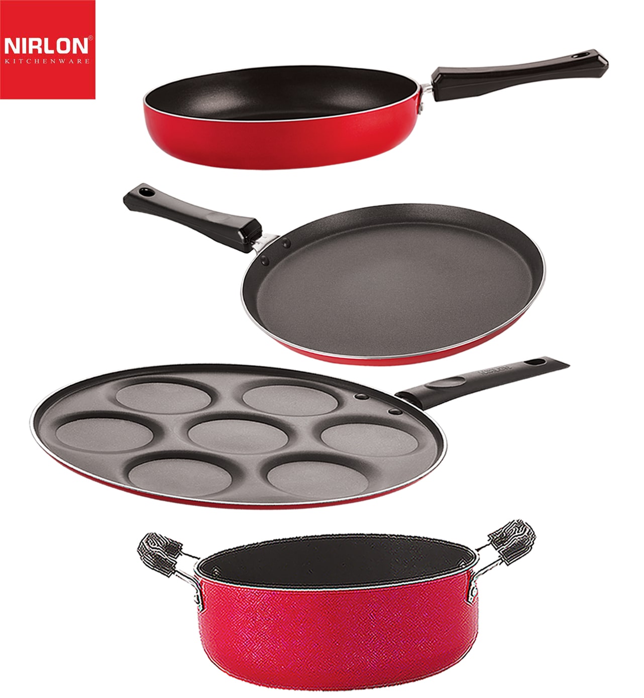 

Nirlon aluminium nonstick cooking Set of 4 pcs combo offers